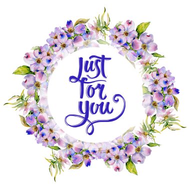 Kır çiçeği kızılcık çiçek çerçeve izole bir suluboya tarzında.