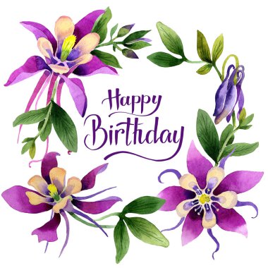 Kır çiçeği orkide çiçek çerçeve izole bir suluboya tarzında.