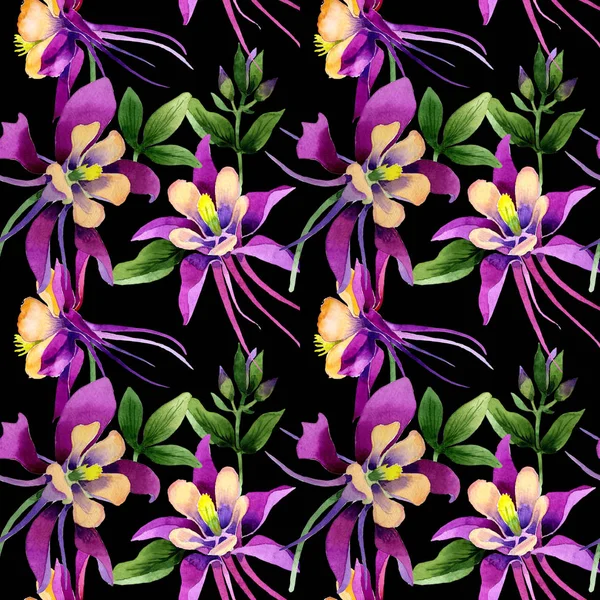 수채화 스타일 절연 야생화 난초 꽃 패턴. — 스톡 사진