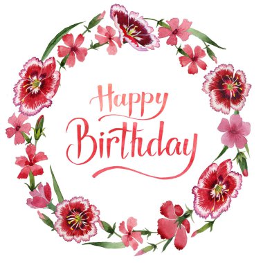 Kır çiçeği karanfil çiçek çerçeve izole bir suluboya tarzında.