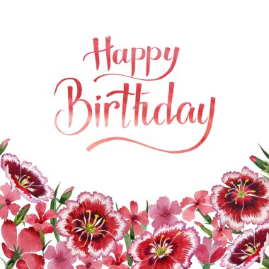 Kır çiçeği karanfil çiçek çerçeve izole bir suluboya tarzında.