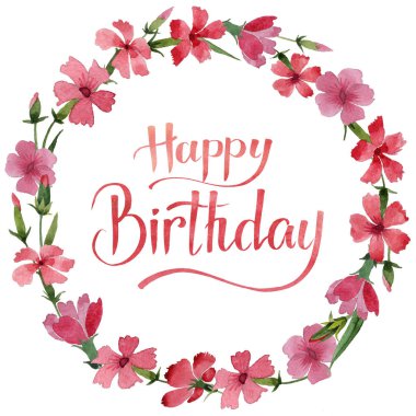 Kır çiçeği karanfil çiçek çelenk izole bir suluboya tarzında.