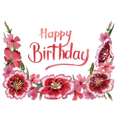 Kır çiçeği karanfil çiçek çerçeve izole bir suluboya tarzında.