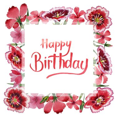 Kır çiçeği karanfil çiçek çerçeve izole bir suluboya tarzında.