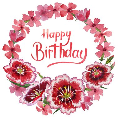 Kır çiçeği karanfil çiçek çelenk izole bir suluboya tarzında.