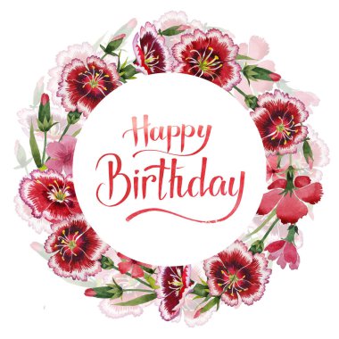 Kır çiçeği karanfil çiçek çerçeve izole bir suluboya tarzında.