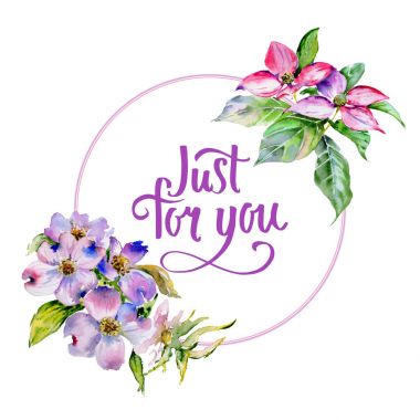 Kır çiçeği kızılcık çiçek çerçeve izole bir suluboya tarzında.