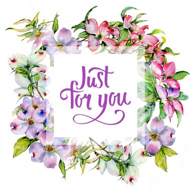 Kır çiçeği kızılcık çiçek çerçeve izole bir suluboya tarzında.