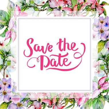 Kır çiçeği kızılcık çiçek çerçeve izole bir suluboya tarzında.