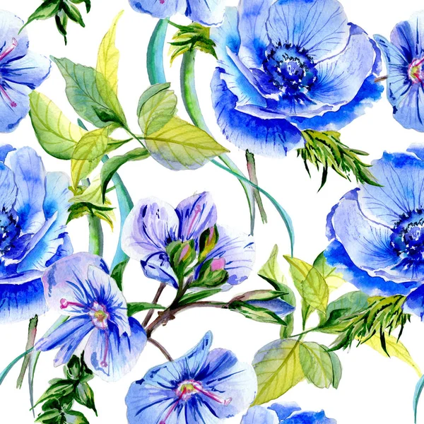 Wildflower anemone bloemenpatroon in een aquarel stijl geïsoleerd. — Stockfoto