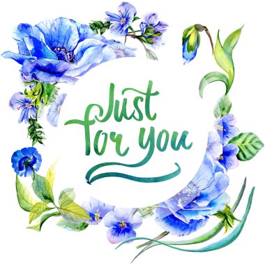 Kır çiçeği anemon çiçeği çiçek çerçeve izole bir suluboya tarzında.