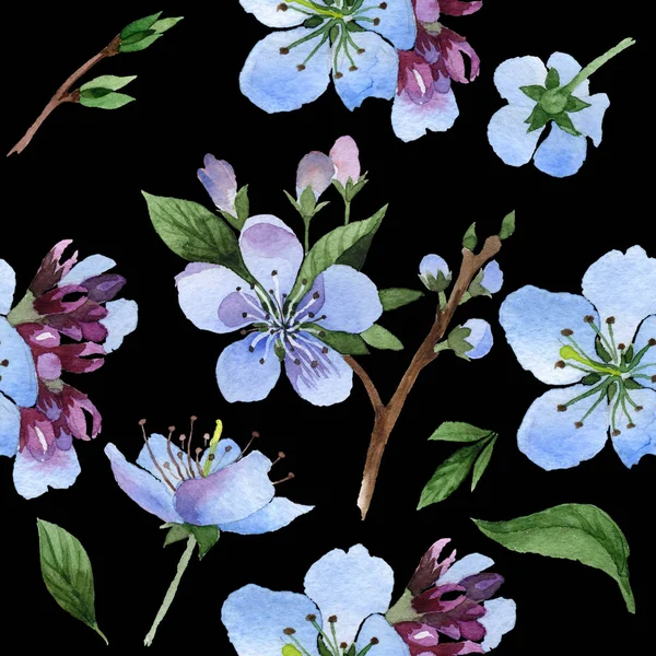 Wildflower wiśnia kwiatki w stylu przypominającym akwarele na białym tle. — Zdjęcie stockowe
