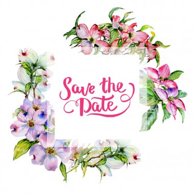 Kır çiçeği kızılcık çiçek çerçeve izole bir suluboya tarzında.