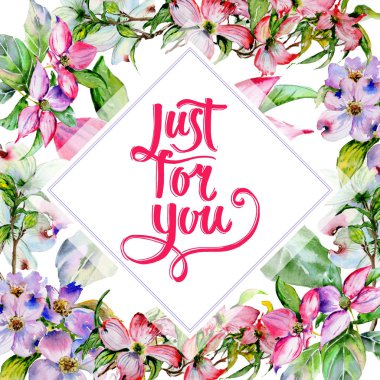 Kır çiçeği kızılcık çiçek çerçeve izole bir suluboya tarzında.