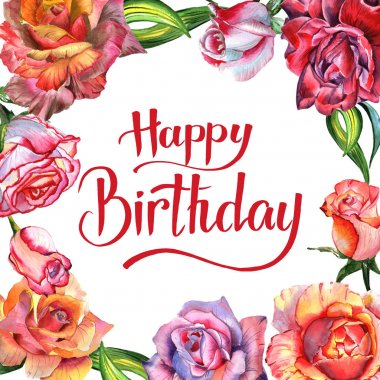 Kır çiçeği gül çiçek çerçeve izole bir suluboya tarzında.