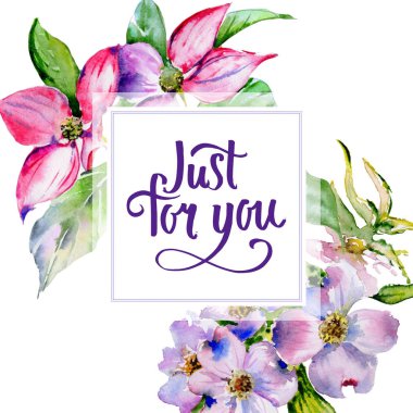 Kır çiçeği kızılcık çiçek çerçeve izole bir suluboya tarzında.