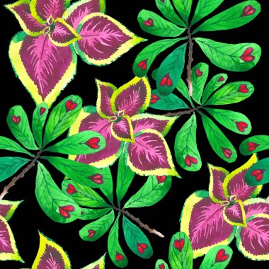 Tropikal Hawaii palmiye ağacı desen izole bir suluboya tarzında bırakır..