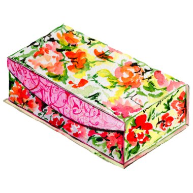 Tatil hediye kutusu izole bir suluboya tarzında.