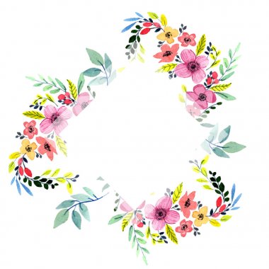 Kır çiçeği çiçek çerçeve izole bir suluboya tarzında.