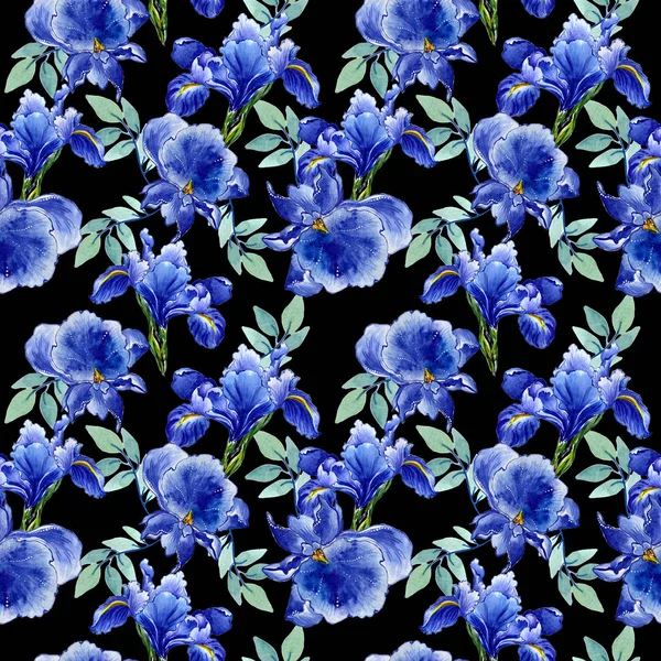 Patrón de flores de iris de flor silvestre en un estilo de acuarela aislado . — Foto de Stock