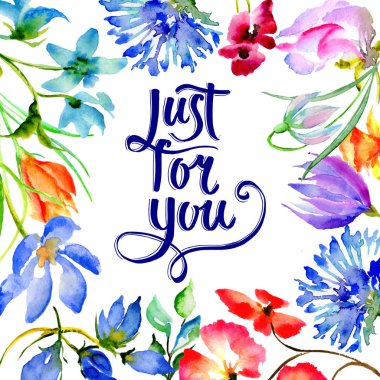 Kır çiçeği çiçek çerçeve izole bir suluboya tarzında.