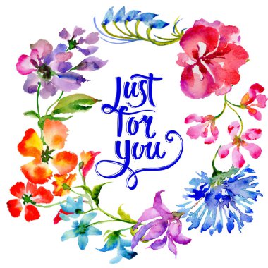 Kır çiçeği çiçek çerçeve izole bir suluboya tarzında.