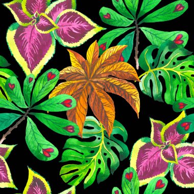 Tropikal Hawaii palmiye ağacı desen izole bir suluboya tarzında bırakır..