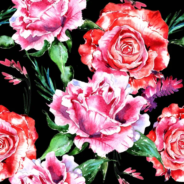 고립 된 수채화 스타일에서 플라워 장미 꽃 패턴. — 스톡 사진