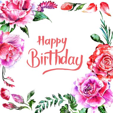 Kır çiçeği gül çiçek çerçeve izole bir suluboya tarzında.