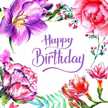 Kır çiçeği Şakayık çiçeği çerçeve izole bir suluboya tarzında.