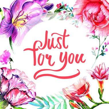 Kır çiçeği Şakayık çiçeği çerçeve izole bir suluboya tarzında.