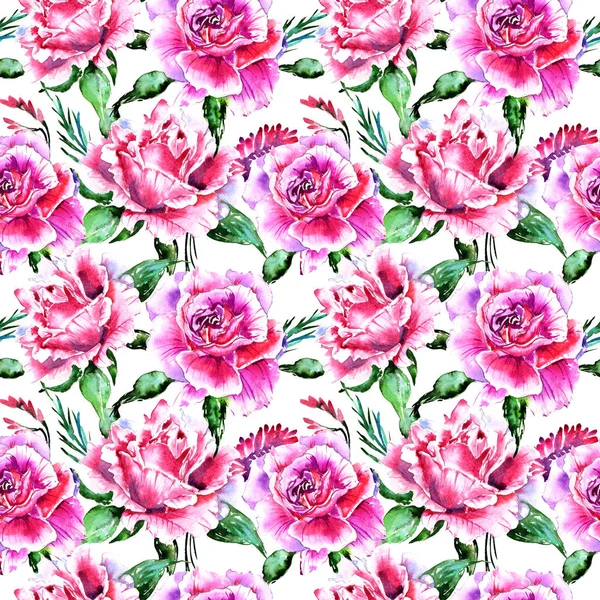 고립 된 수채화 스타일에서 플라워 장미 꽃 패턴. — 스톡 사진