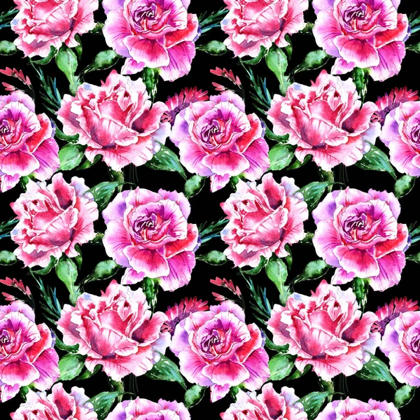 Flor silvestre rosa patrón de flores en un estilo de acuarela aislado . —  Fotos de Stock