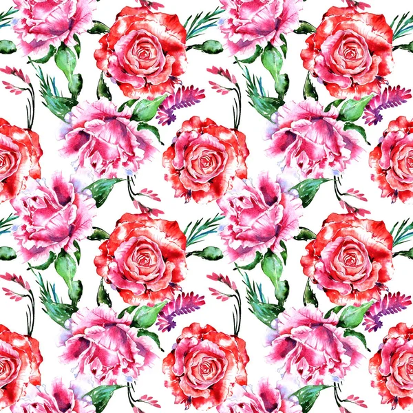 Růžový květ vzor ve stylu akvarelu izolované wildflower. — Stock fotografie