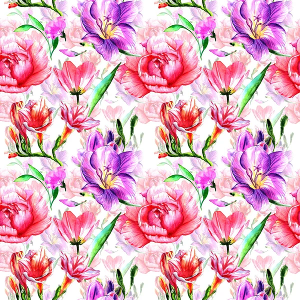 Perleblomstmønster i akvarellform isolert . – stockfoto