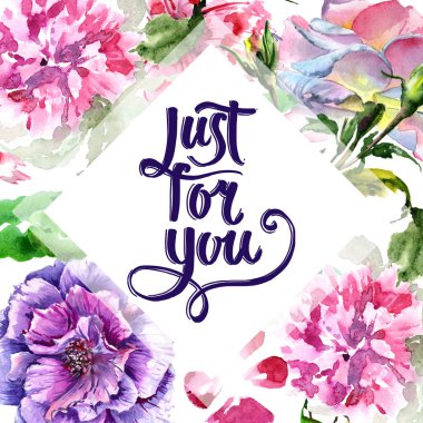 Kır çiçeği Şakayık çiçeği çerçeve izole bir suluboya tarzında.