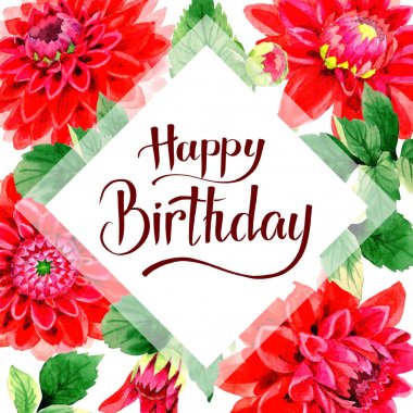 Kır çiçeği dahlia çiçek çerçeve izole bir suluboya tarzında.