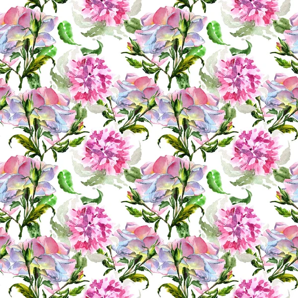 Wildflower peony flower pattern in a watercolor style isolated. — Stock Photo, Image