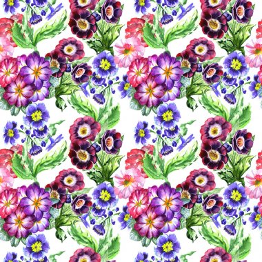 Kır çiçeği viola çiçek deseni izole bir suluboya tarzında.