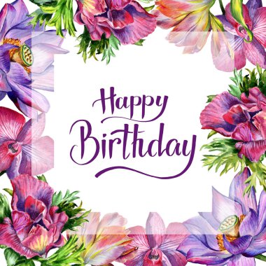 Kır çiçeği çiçek çerçeve izole bir suluboya tarzında.