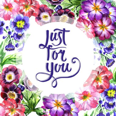 Kır çiçeği viola çiçek çerçeve izole bir suluboya tarzında.