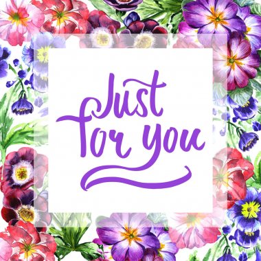 Kır çiçeği viola çiçek çerçeve izole bir suluboya tarzında.