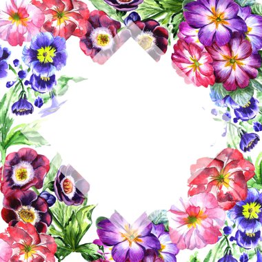 Kır çiçeği viola çiçek çerçeve izole bir suluboya tarzında.