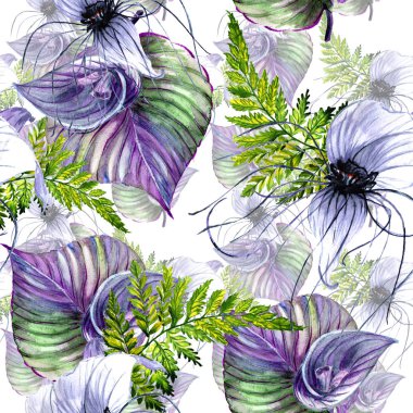 Tropikal Hawaii palmiye ağacı desen izole bir suluboya tarzında bırakır..