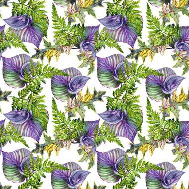 Tropikal Hawaii palmiye ağacı desen izole bir suluboya tarzında bırakır..