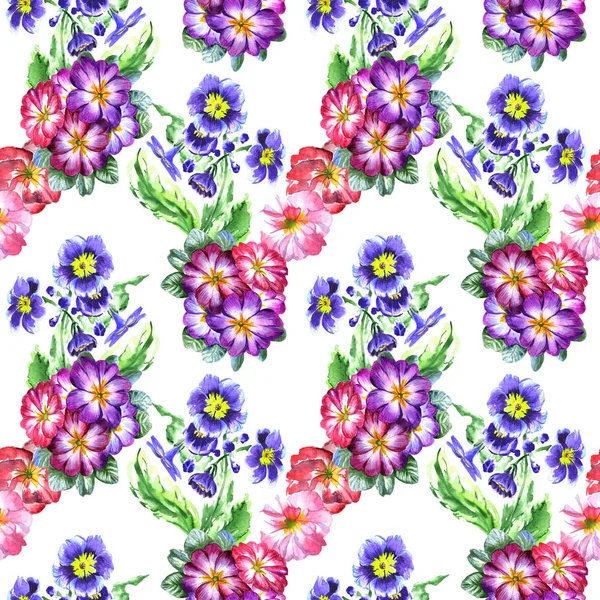 Wildflower viola flower pattern in a watercolor style isolated.