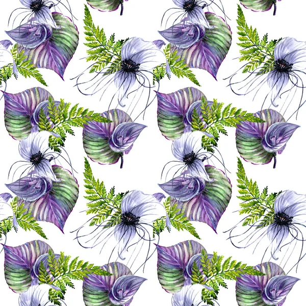 Tropikal Hawaii palmiye ağacı desen izole bir suluboya tarzında bırakır..