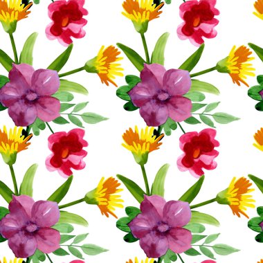 Kır çiçeği Bluebell çiçek deseni izole bir suluboya tarzında.