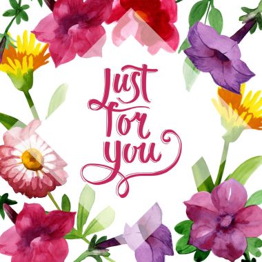 Kır çiçeği Bluebell çiçek çerçeve izole bir suluboya tarzında.