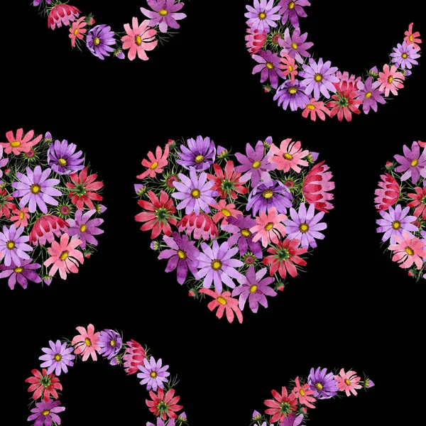 Fleur sauvage motif de fleurs kosmeya dans un style aquarelle isolé . — Photo